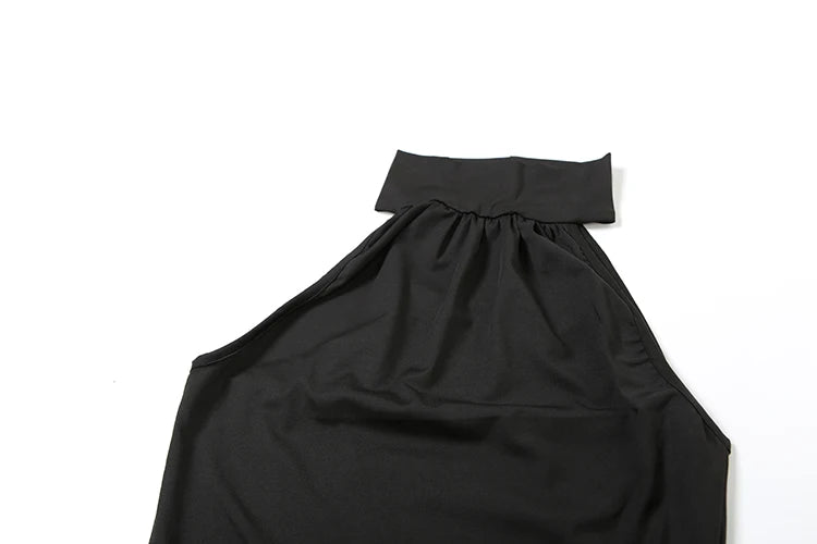 Weird Puss Peach Buttocks Dress Women Halter Pleated Solid Slim Slit Sexy Elegant Sleeveless Midnight Clubwear Party Vestidos