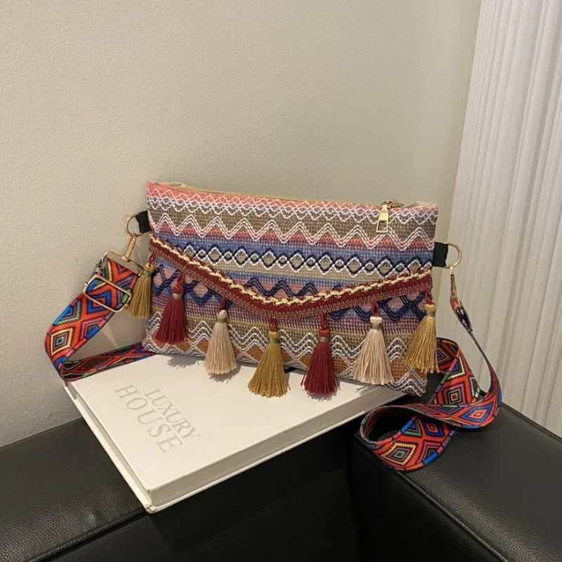 New Vintage Bohemian Fringe Shoulder Bag Women Tassel Boho Hippie Gypsy Fringed Women's Handbags Open Bag Purses and Handbags