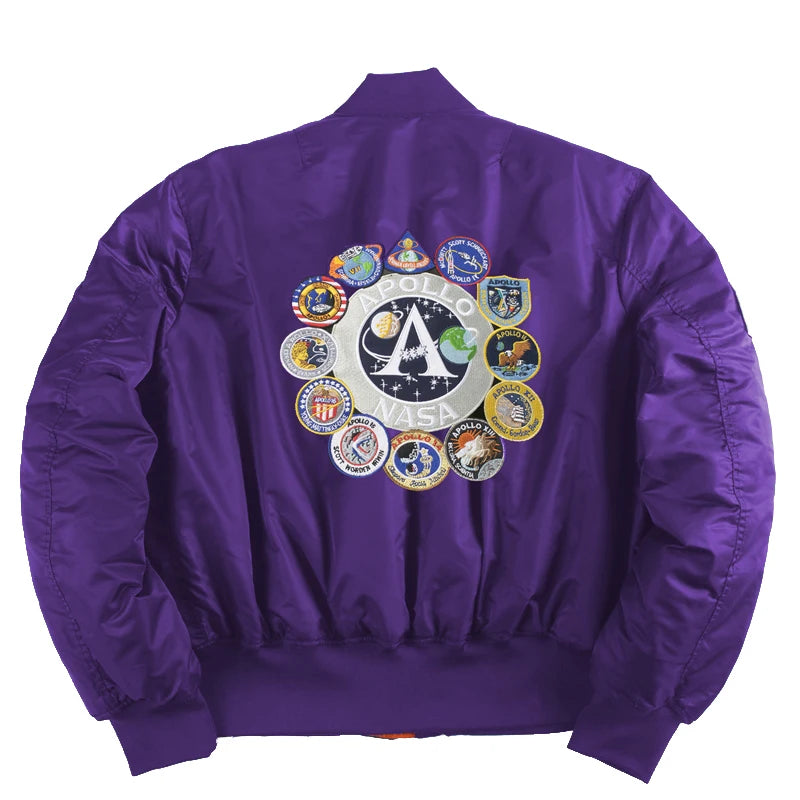Winter bomber flight jacket vintage MA-1 APOLLO men coat streetwear warm varsity hip hop baseball letterman pilot us air force