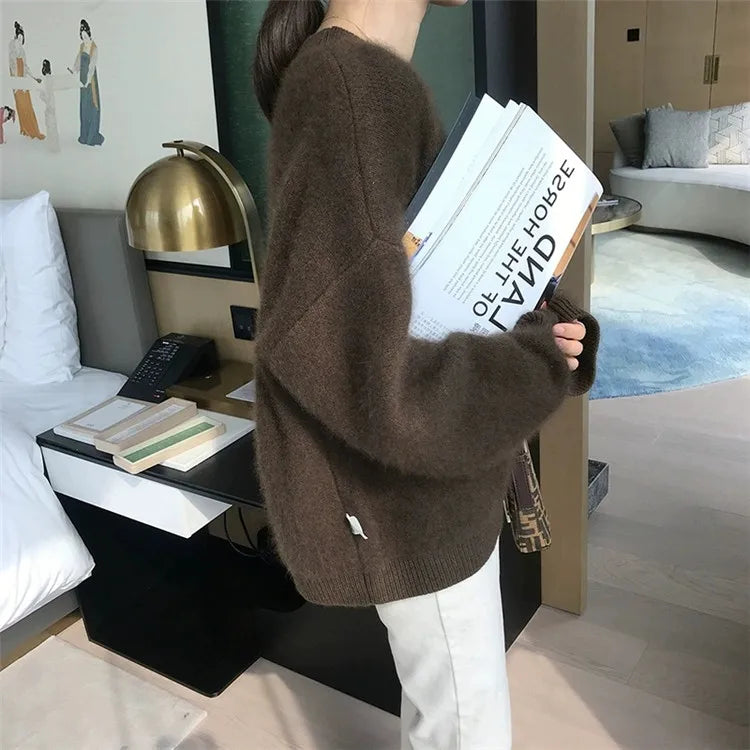 Women Sweater Womens Winter Sweaters Pullover Traf Female Knitting Overszie Long Sleeve Loose Knitted Outerwear Ropa De Mujer