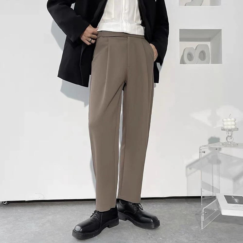 Mens Suit Pants Hook Loop Casual Pants Streetwear Fashion Youth Campus Casual All-Match Straight Pants Men'S Clothing 2025 New