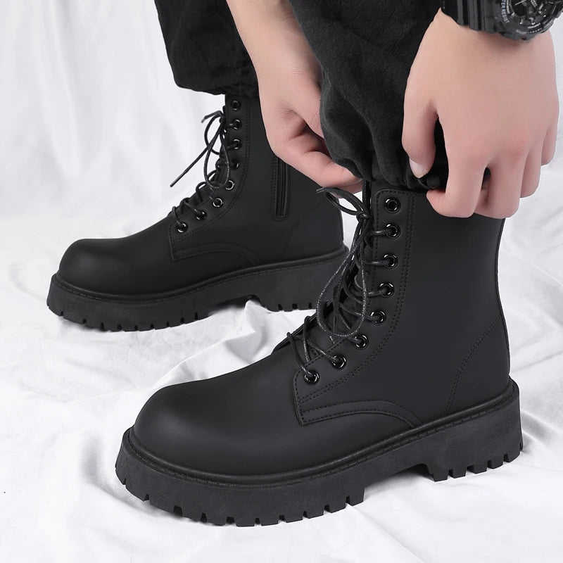 Luxury Brand Boots Chelsea Men's Boots Leather Men Designer Boots Fashion Casual Business Black Boots Thick Soled Mid Top Boots