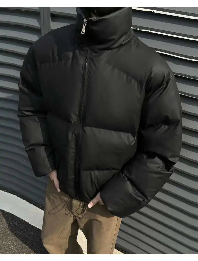 PFHQ Winter 2024 Short Loose Bread American Cotton Jacket Winter solid color stand collar long sleeve male tops