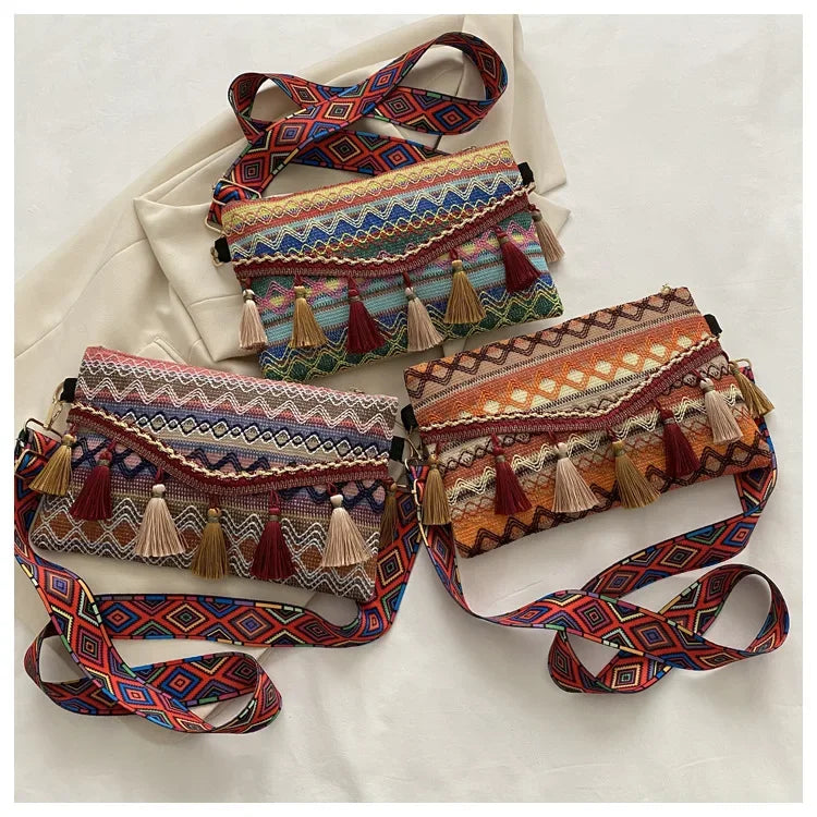 New Vintage Bohemian Fringe Shoulder Bag Women Tassel Boho Hippie Gypsy Fringed Women's Handbags Open Bag Purses and Handbags