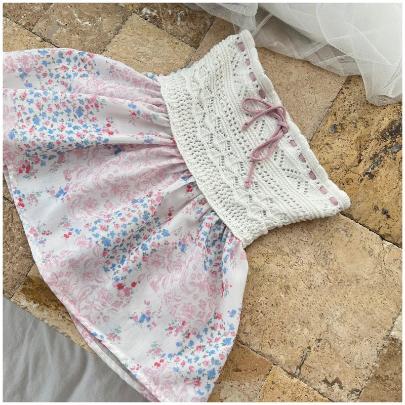 Summer New Sexy Spice French Elegant Ladies Top Lace Patchwork Halter Vest Floral Skirt Design Hollowed-Out Strapless Tops