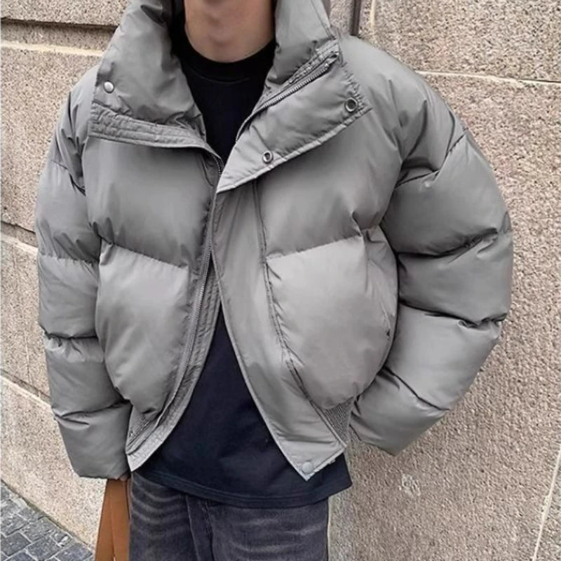 Short Stand-collar Padded Jacket Autumn Winter Loose Versatile Trendy Men's Jacket Korean Style High-end Personalized Parkas