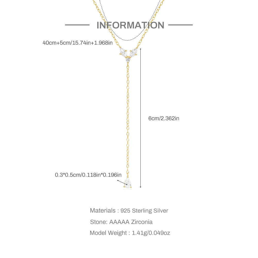 AIDE 925 Sterling Silver Personalized Snake Chain Adjustable Y Necklace Clavicle Pendant Chokers Necklace Women's Holiday Gifts