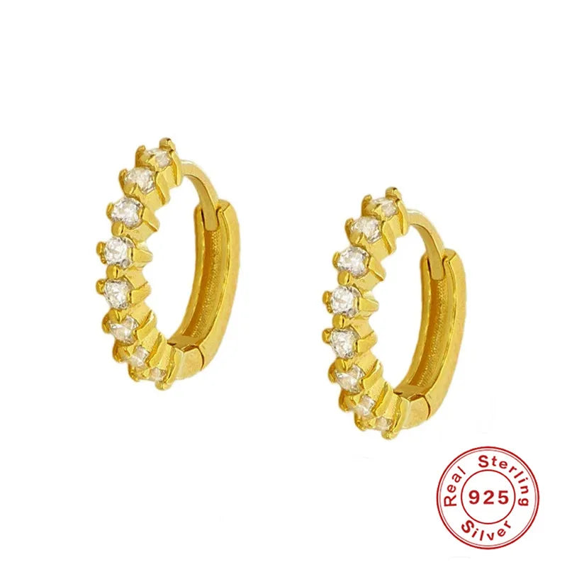 CANNER White Zircon Simple Love Round Earring For Women 925 Sterling Silver Earrings Hoops Pendiente Plata Piercing Gold Jewelry