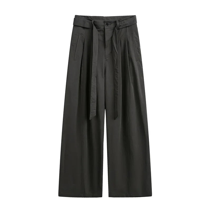 Japanese Streetwear Fashion Show Overalls Men's Loose Vintage Straight Casual Pure Cotton Wide-leg Baggy Pants Cargo Trousers