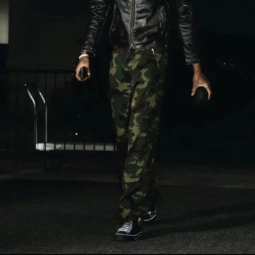 Color Match Multi-pockets Camouflage Cargo Pants for Men and Women Streetwear Patchwork Baggy Overalls Wide Leg Loose Trousers