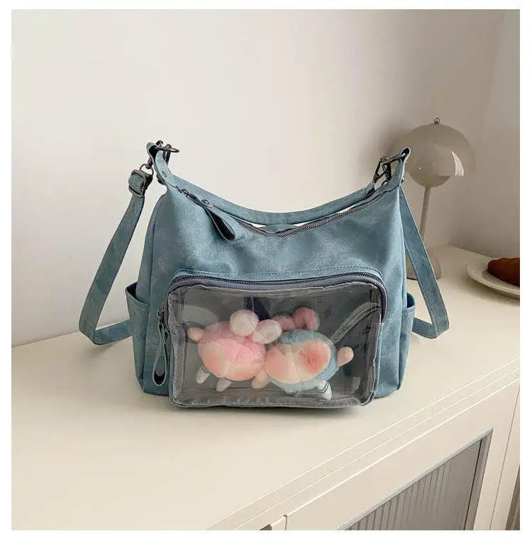 MBTI Casual Ita Bag for Women Fashion Aesthetic Y2k Large Capacity Shoulder Bag Transparent Daily Advanced Harajuku New Handbag