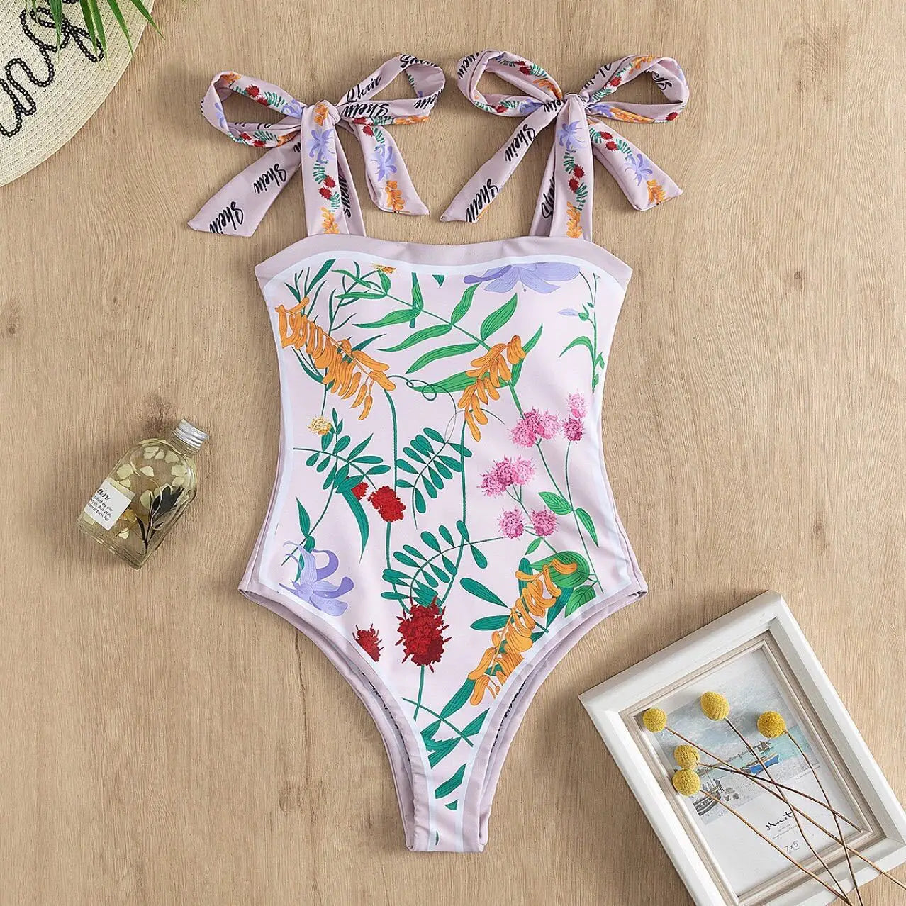 New Vintage Printed Double-sided Wear Swimming Bathing Suit Women Bandage Sexy One Piece Swimsuit Beachwear Swimwear Woman