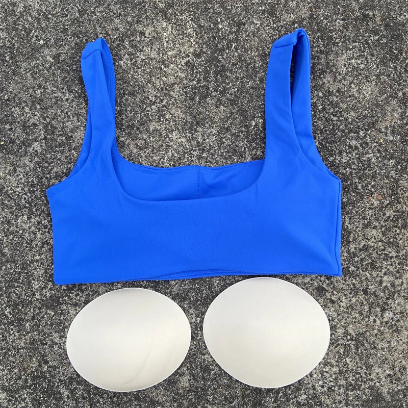 Solid Color Sports Bra Push Up Gym Underwear Women Breathable Yoga Vest Clothes High Impact Fitness Workout Top With Chest Pad