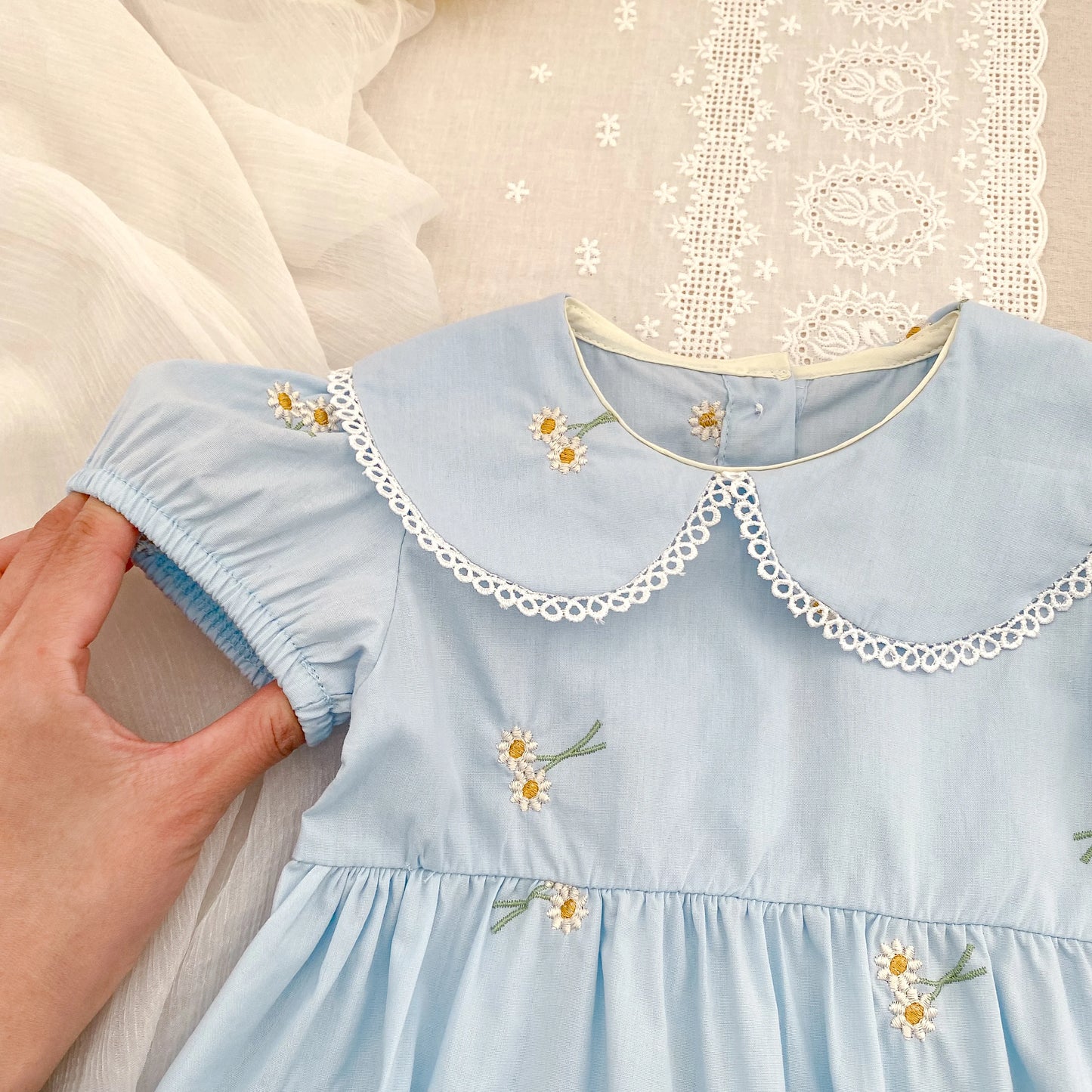 New Summer Newborn Clothes Kids Baby Girls Rompers 4 Colors New Infant Kids Baby Girls Embroider Flower Baby Rompers Clothes