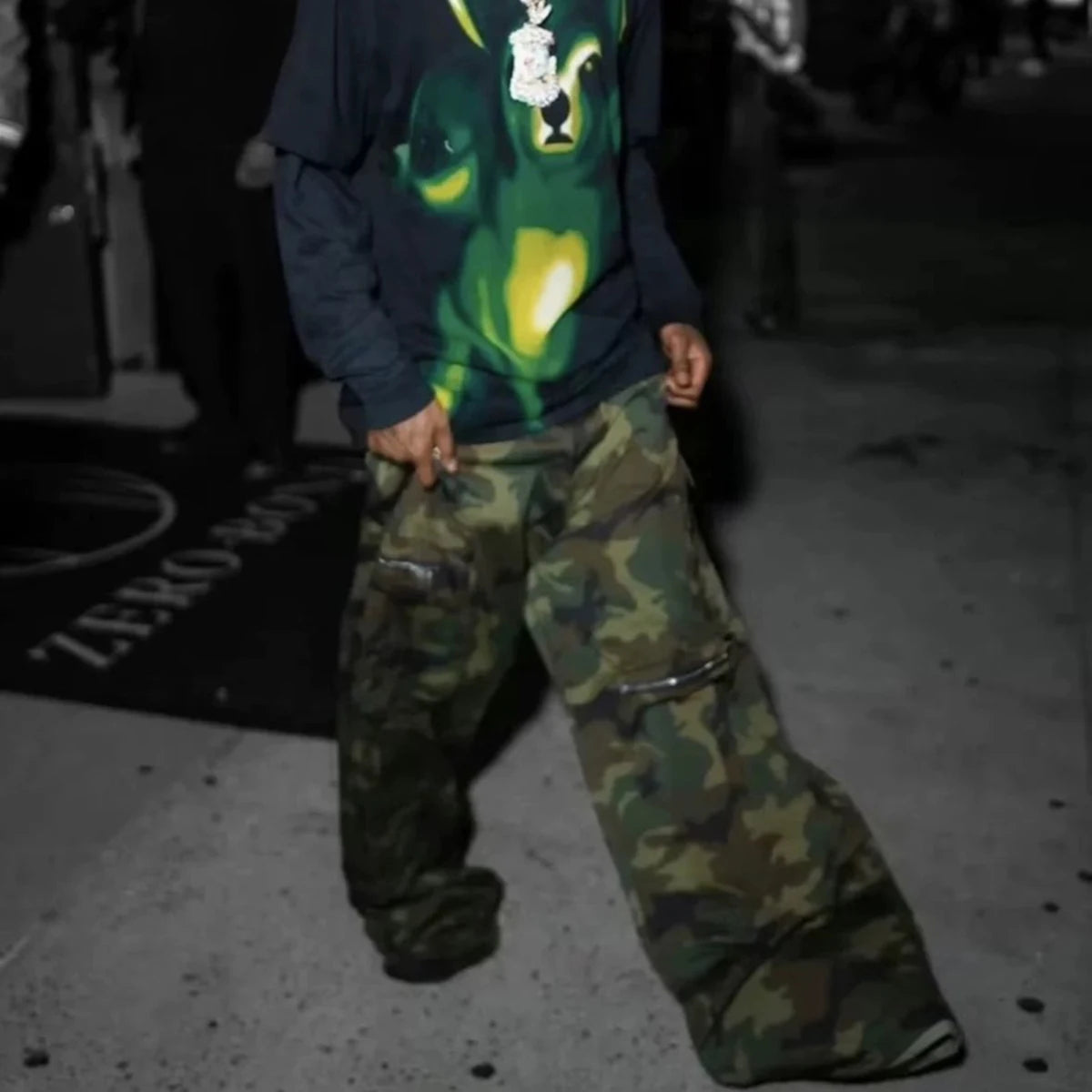 Color Match Multi-pockets Camouflage Cargo Pants for Men and Women Streetwear Patchwork Baggy Overalls Wide Leg Loose Trousers
