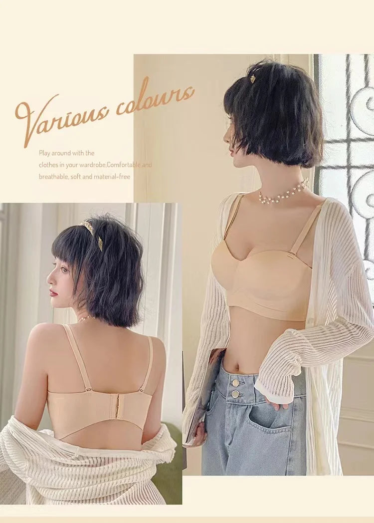 Women's Bra Half Cup Push Up Small Breasts Show Bigger Side Breasts Seamless Sling Bra No Wires Sexy Sling Bra