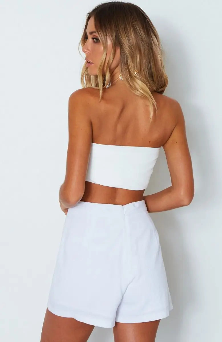 Sexy Solid Lace Up Bow Halter Ruched Crop Top Fashion Sleeveless Backless Tube Tops Female Streetwear Tops New Women