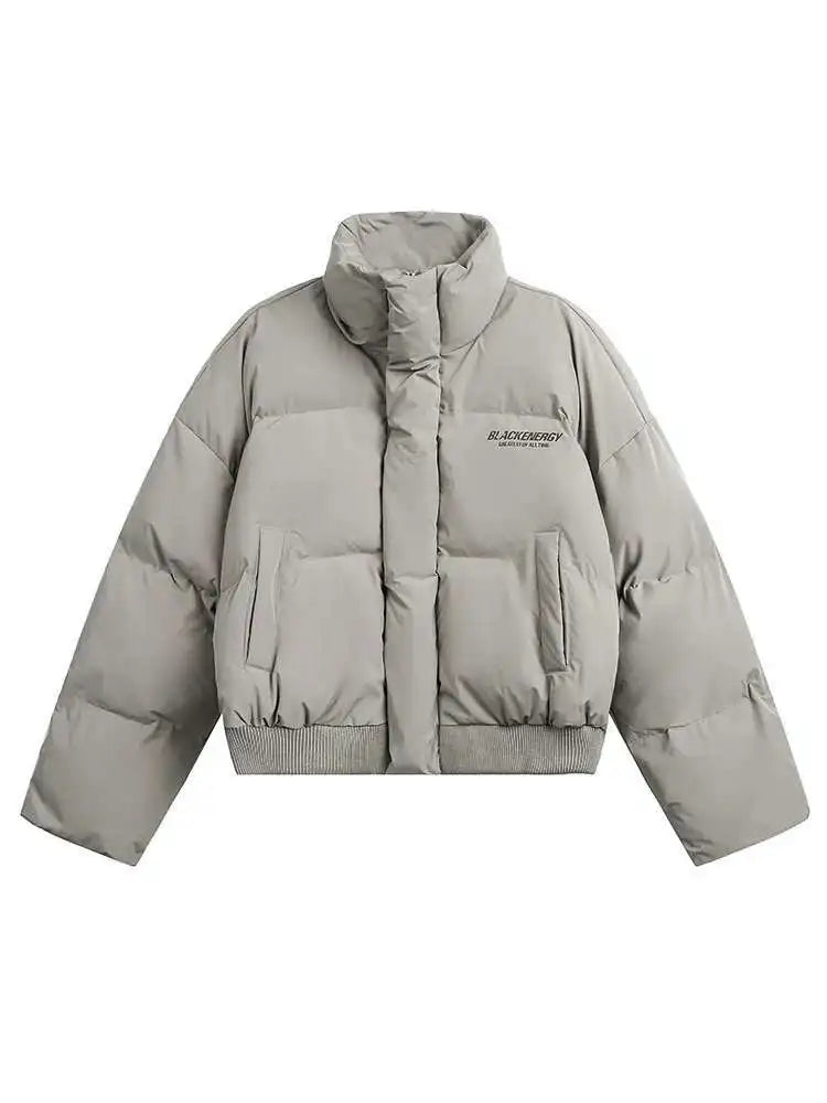 PFNW American Simple Stand Collar Short Cotton-padded Coat Men's Black Loose Zipper Quilted Padded Jacket Winter Clothes CPG2211