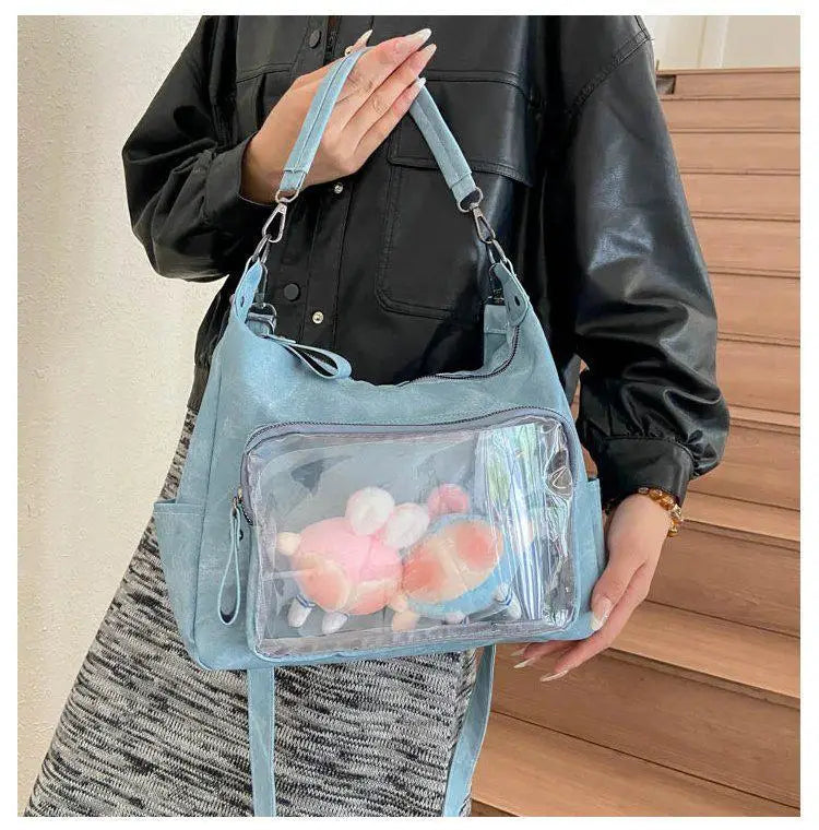MBTI Casual Ita Bag for Women Fashion Aesthetic Y2k Large Capacity Shoulder Bag Transparent Daily Advanced Harajuku New Handbag