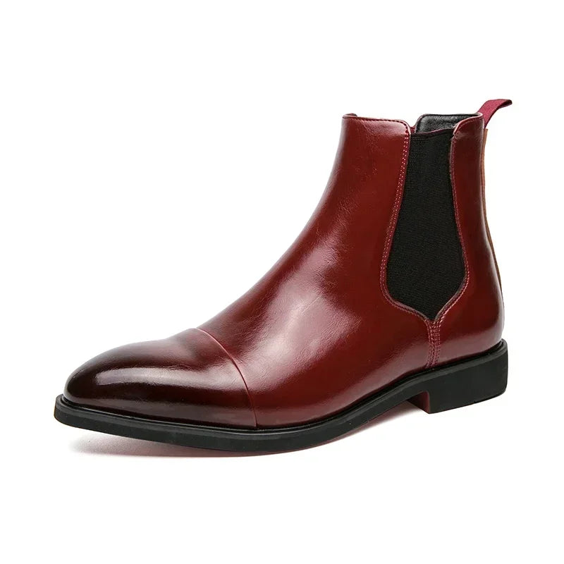 Luxury Brand Men's Chelsea Boots New Outdoor Red Sole Square Shoes Handmade Toe Business Ankle Boots for Men Dress Boots 2024