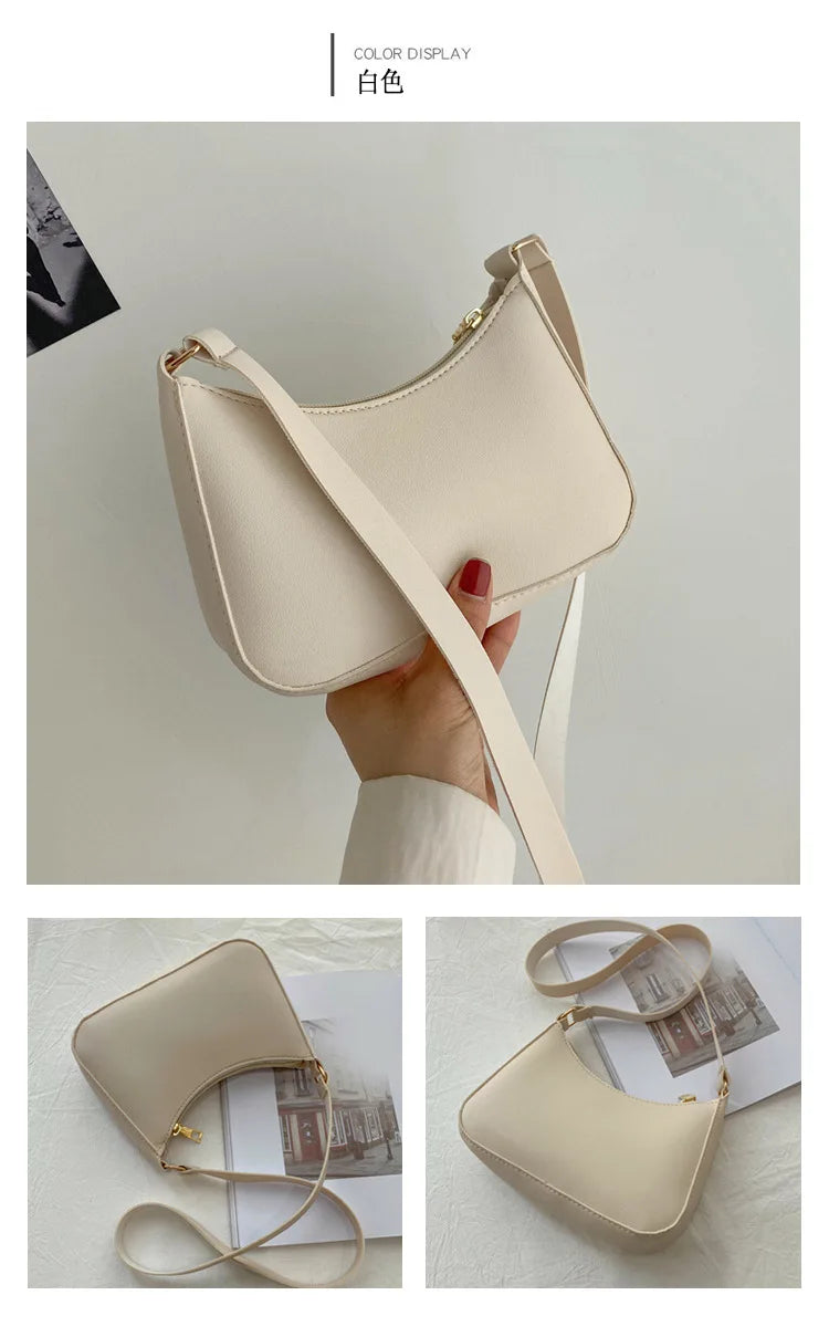 New Women's Fashion Handbags Retro Solid Color PU Leather Shoulder Underarm Bag Casual Women Handbags Designer Bag for Women
