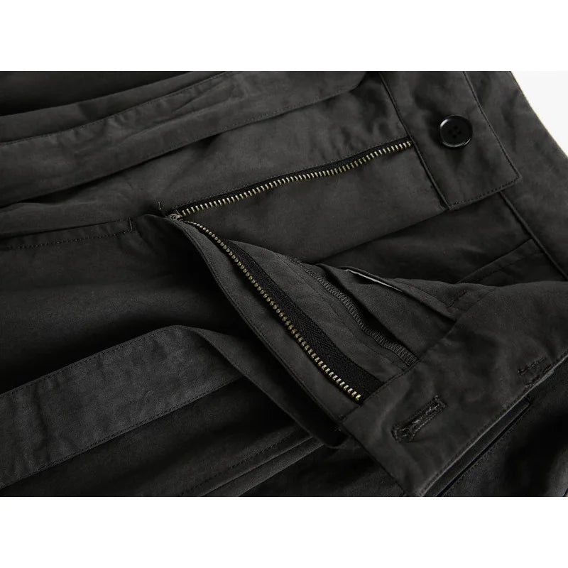Japanese Streetwear Fashion Show Overalls Men's Loose Vintage Straight Casual Pure Cotton Wide-leg Baggy Pants Cargo Trousers