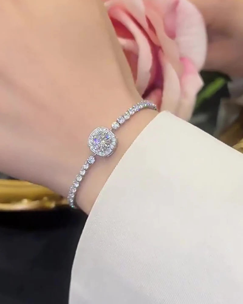 PureNew 1ct Moissanite Bracelets For Women Original 925 Sterling Silver Girly Lovely Lady's Elegant Moissanite Diamond Bracelet