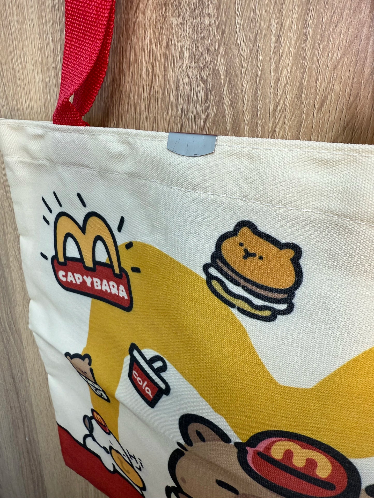 Canvas Bag Novelty Tote Bag Kapibara with Zipper Inner Daily Large Capacity Shoulder Bag Cartoon Capybara Kawai Handbags