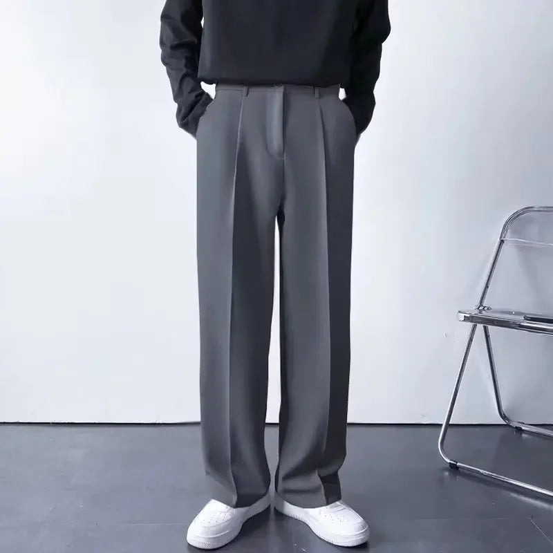 White Loose-fit Straight-leg Trousers For Men Autumn Casual Pants Suitable For Casual Occasions No Ironing Required