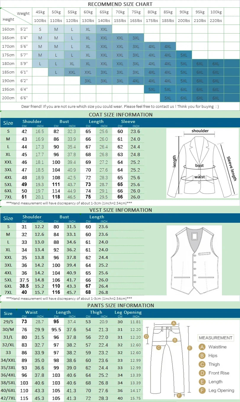 ( Jacket + Vest + Pants ) High-end Brand Boutique Fashion Men's Casual Business Black Smoking Suit Groom Wedding Dress Tuxedo