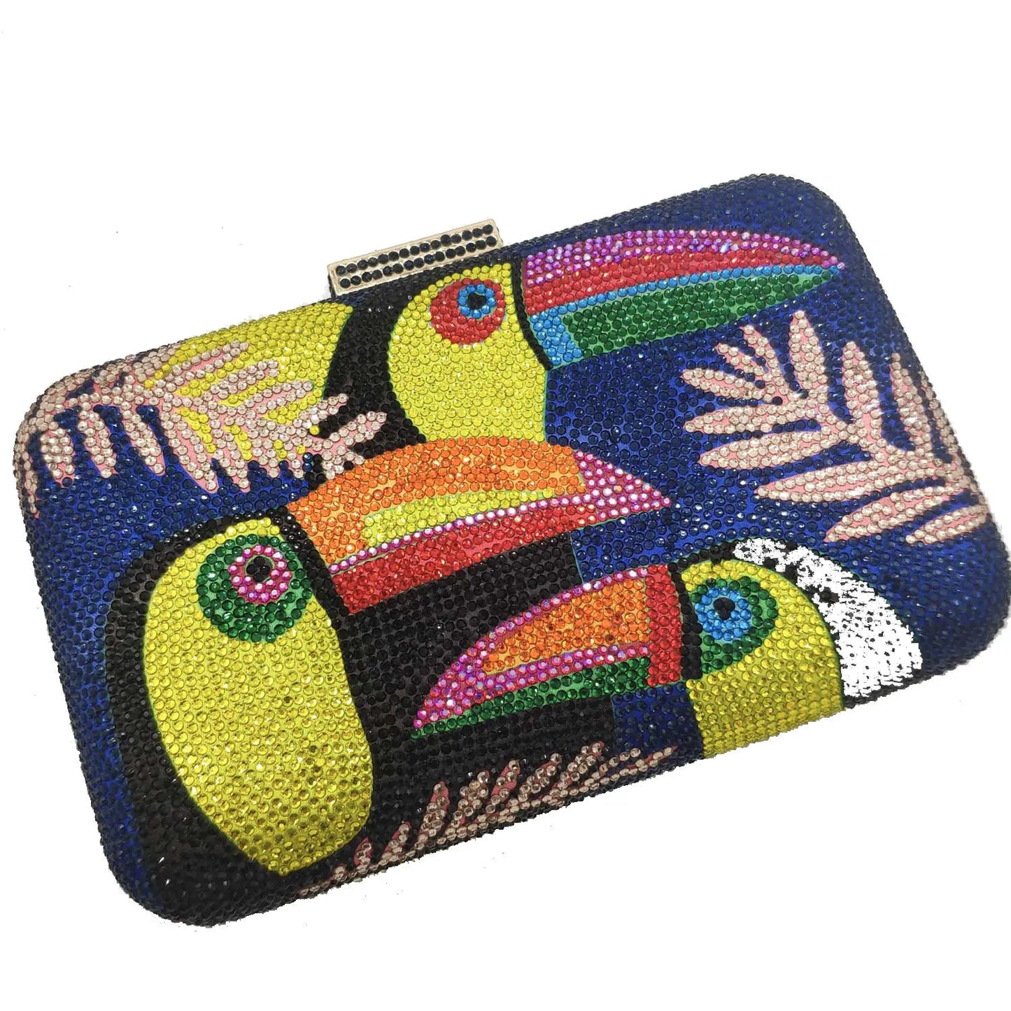 Novelty Toucan Bird Women Crystal Evening Bags Rhinestones Box Minaudiere Clutch Party Cocktail Handbag Diamond Chain Purse