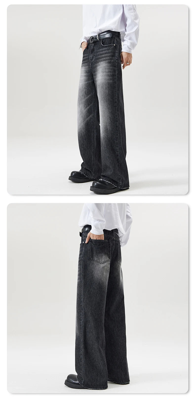 Men's Retro Jeans Korean High Street Hip-hop Loose Straight Leg Wide Leg Pants Y2k Fashion Baggy Pants Street Clothing 4 Colors