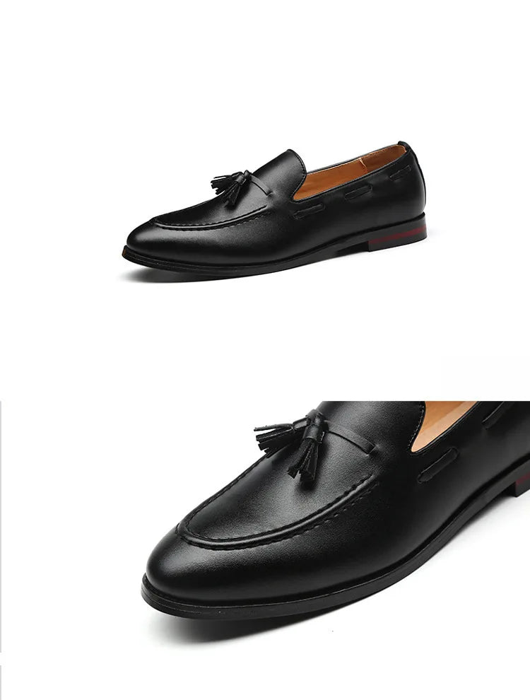 Men's Casual Leather Shoes Mens Driving Loafers Light Moccasins Men Trendy Tassels Party Wedding Flats EUR Sizes 38-48