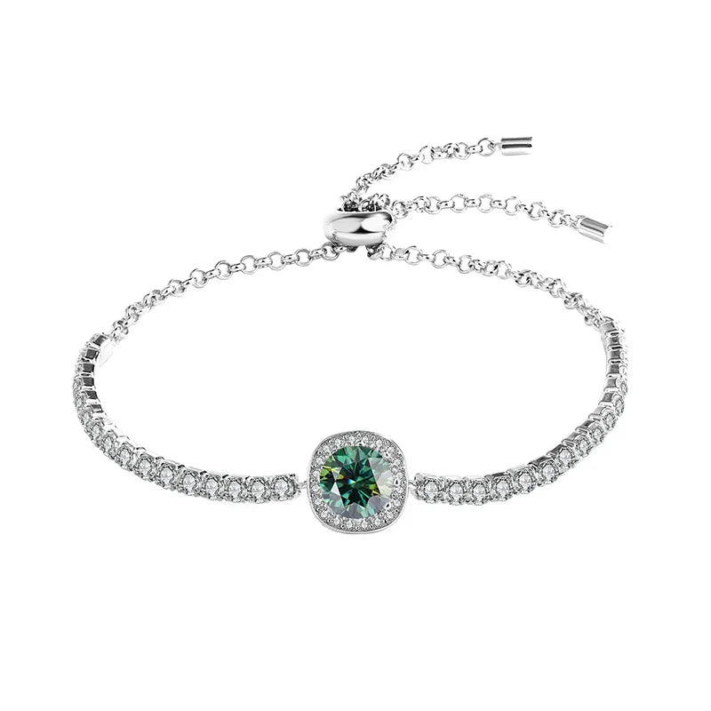 PureNew 1ct Moissanite Bracelets For Women Original 925 Sterling Silver Girly Lovely Lady's Elegant Moissanite Diamond Bracelet