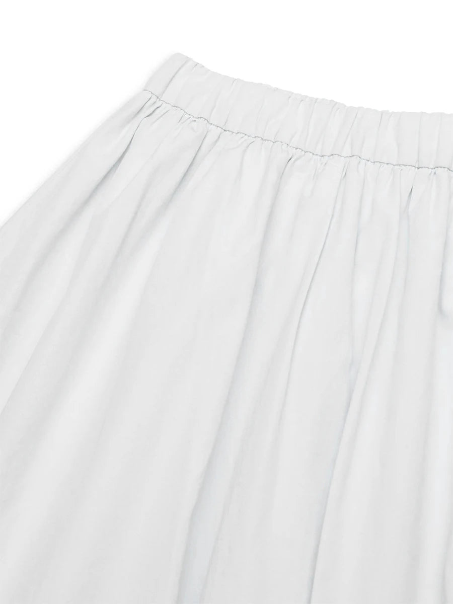 Women Bubble A-Line Skirt Casual Summer Solid Color Elastic Waist Gothic Midi Skirt for Beach Vacation Club Streetwear