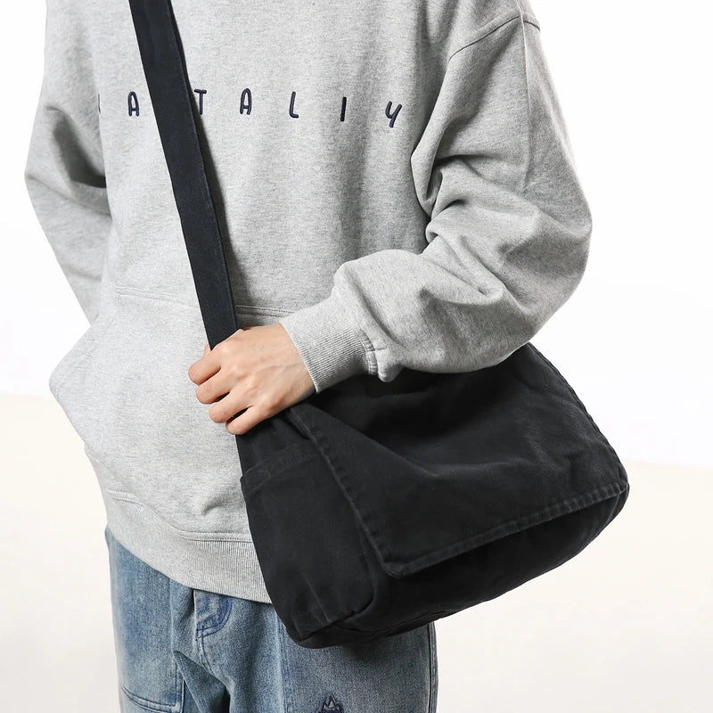 Men'S Minimalist Large Capacity Messenger Bag, Casual Shoulder Bag, Suitable for Vacation, Outdoor Activities, Daily Commuting