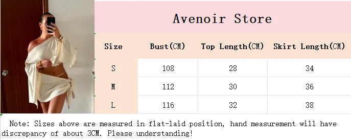 Sexy Solid Pleated Knot Mini Skirts Sets For Women Chic One Shoulder Flared Sleeve Loose Cape Tops Suits 2025 Lady Party Outfits