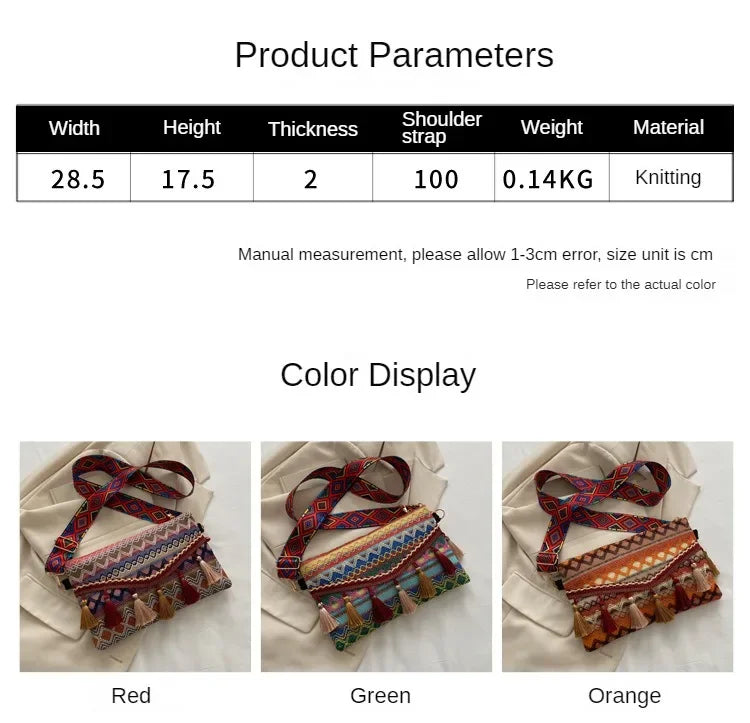 New Vintage Bohemian Fringe Shoulder Bag Women Tassel Boho Hippie Gypsy Fringed Women's Handbags Open Bag Purses and Handbags