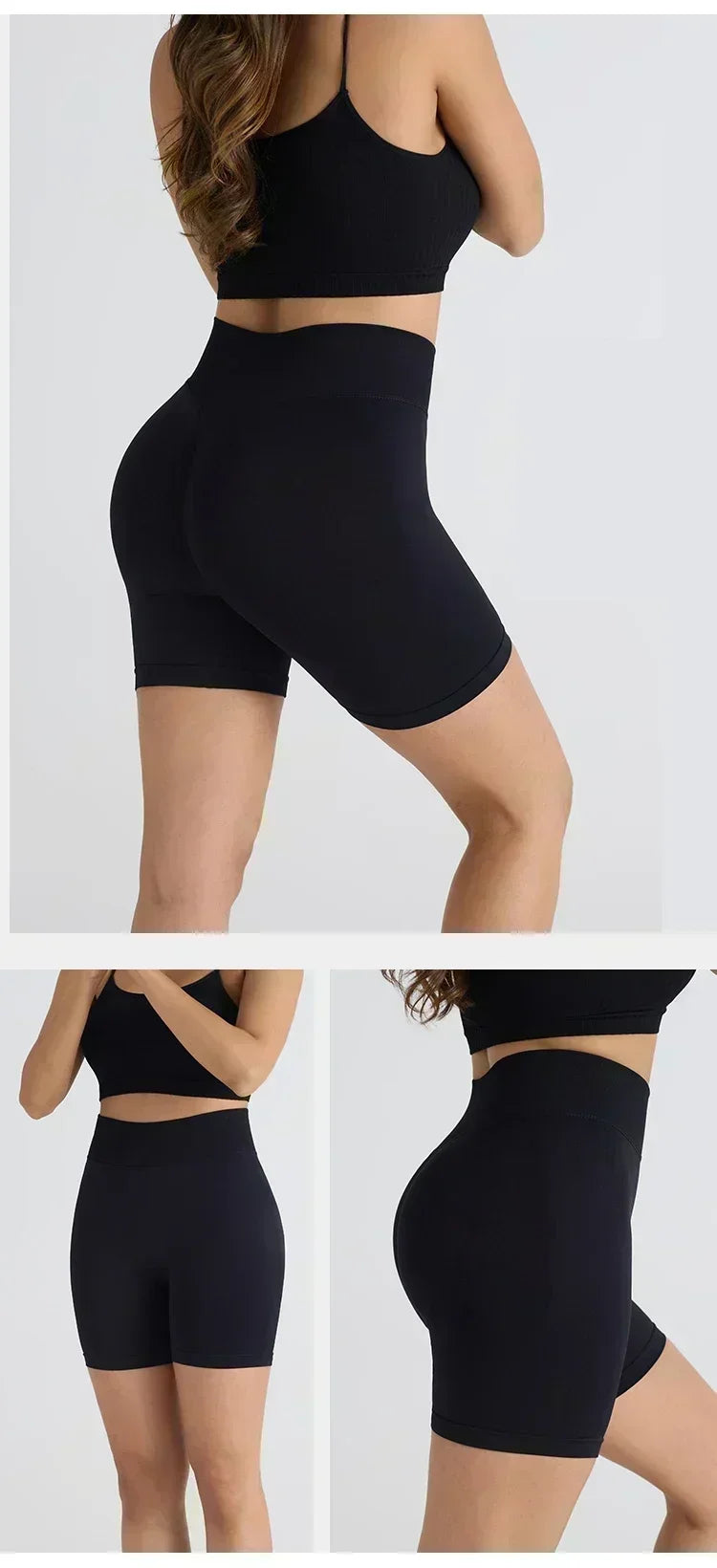 Impact Shorts Low Ribbed Waist Band Women Scrunch Bum Gym Shorts Seamless Yoga Shorts Workout Biker Short Stretch Fitness Short