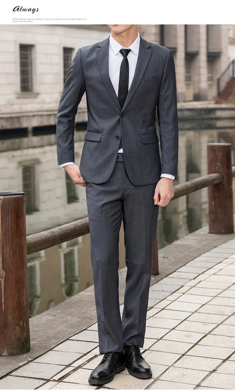 New (Blazer+ Vest + Pants) Fashion Business Men's Professional Dress Solid Color Trend Casual Gentleman Slim Groom Suit M-6XL