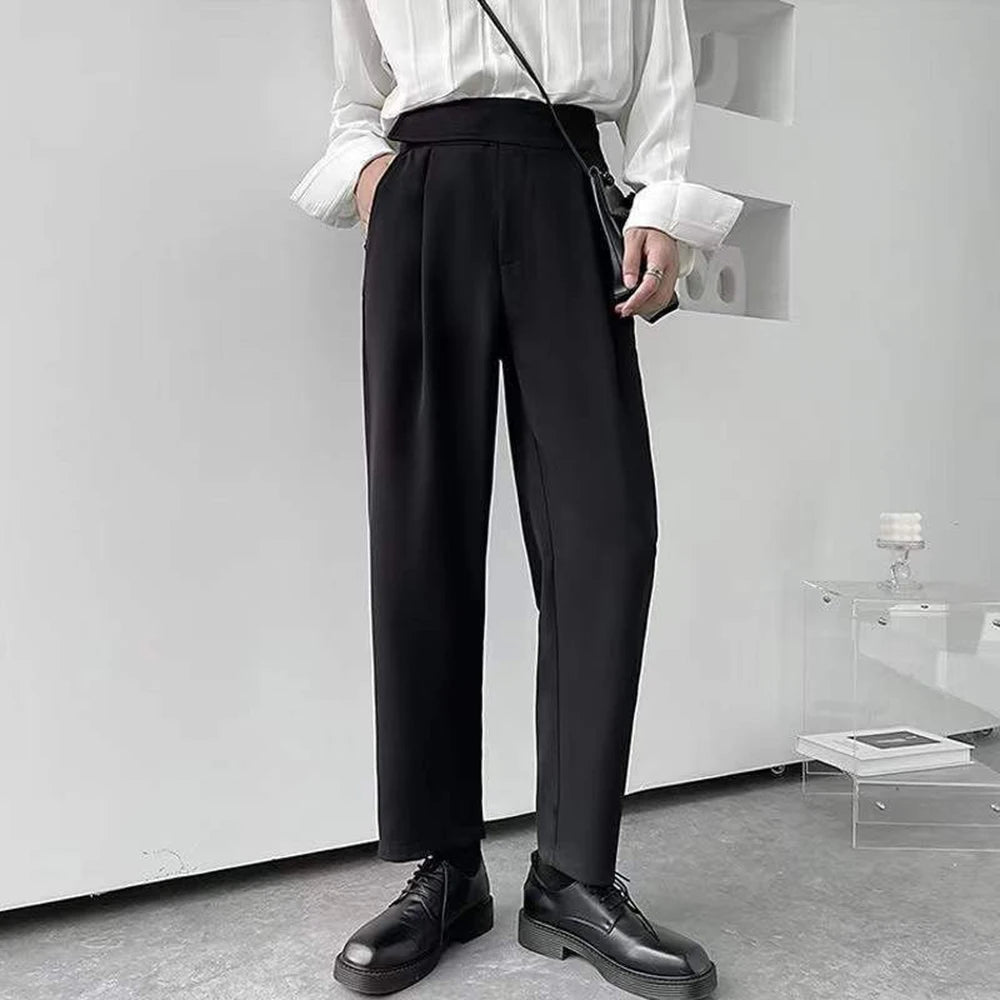 Mens Suit Pants Hook Loop Casual Pants Streetwear Fashion Youth Campus Casual All-Match Straight Pants Men'S Clothing 2025 New