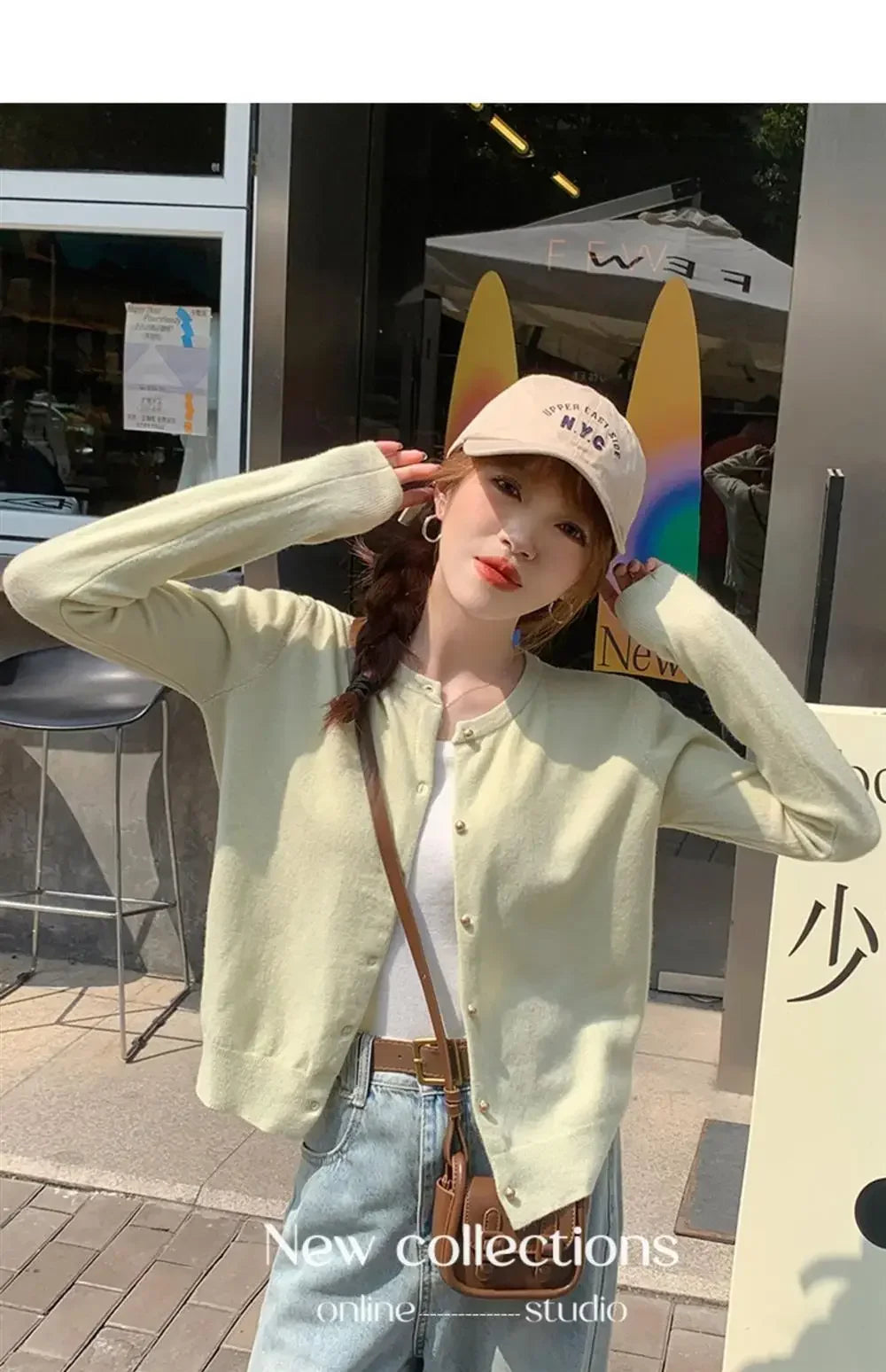 Solid Color Knitted for Women Cardigan Korean Single Breasted Long Sleeve Jumper Woman Round Neck All Match Cardigans Outwear
