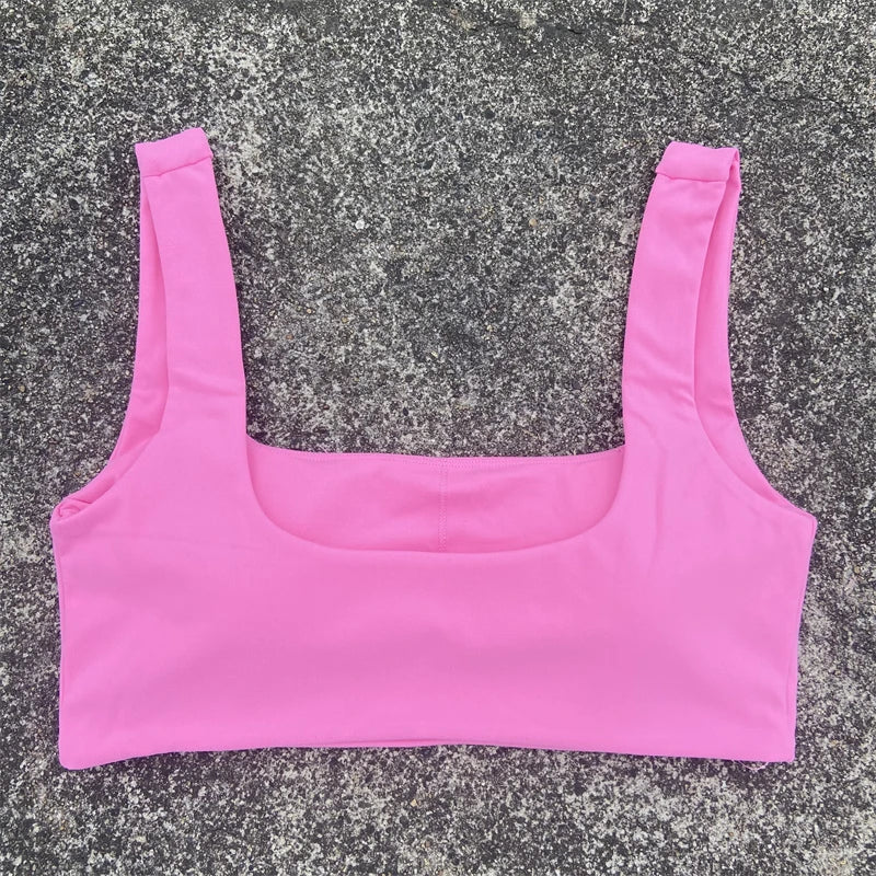 Solid Color Sports Bra Push Up Gym Underwear Women Breathable Yoga Vest Clothes High Impact Fitness Workout Top With Chest Pad