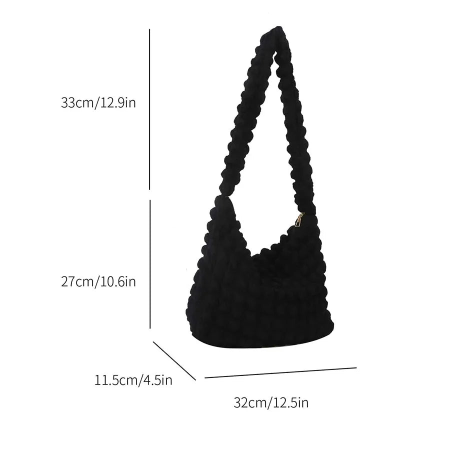 Crossbody Bag With Pleated Design Embroidered Plaid Shoulder Bag Underarm Bags Simple Large Capacity Quilted Tote Bags For Women