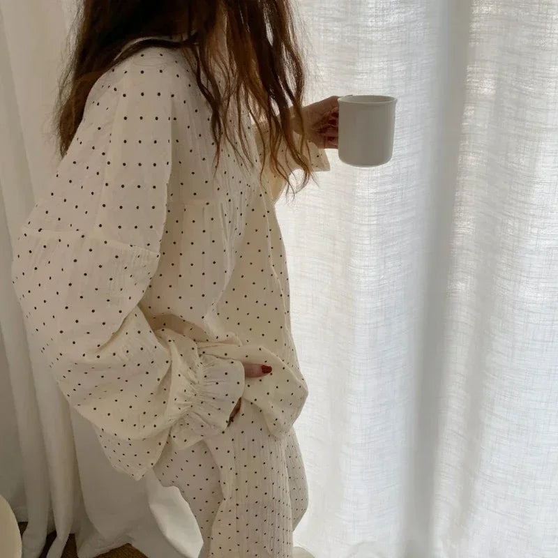 Women's New Pajamas Homewear Suit Spring and Fall Korean Version of the Long-Sleeved Long Pants Thin Section Loose Homewear Suit