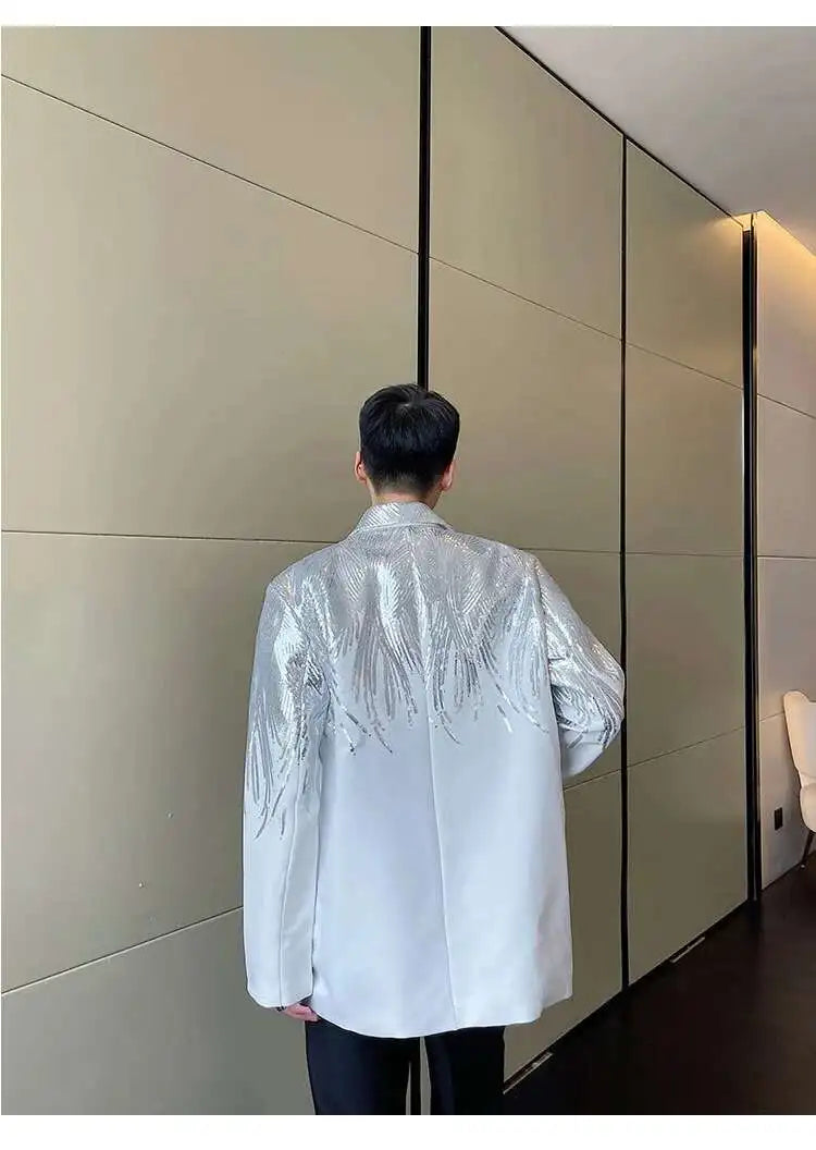 IEFB Embroidery Sequin Trendy Casual Men's Blazer Spring New Fashion Male Jacket Streetwear Suit Coat Personality 9Y9245