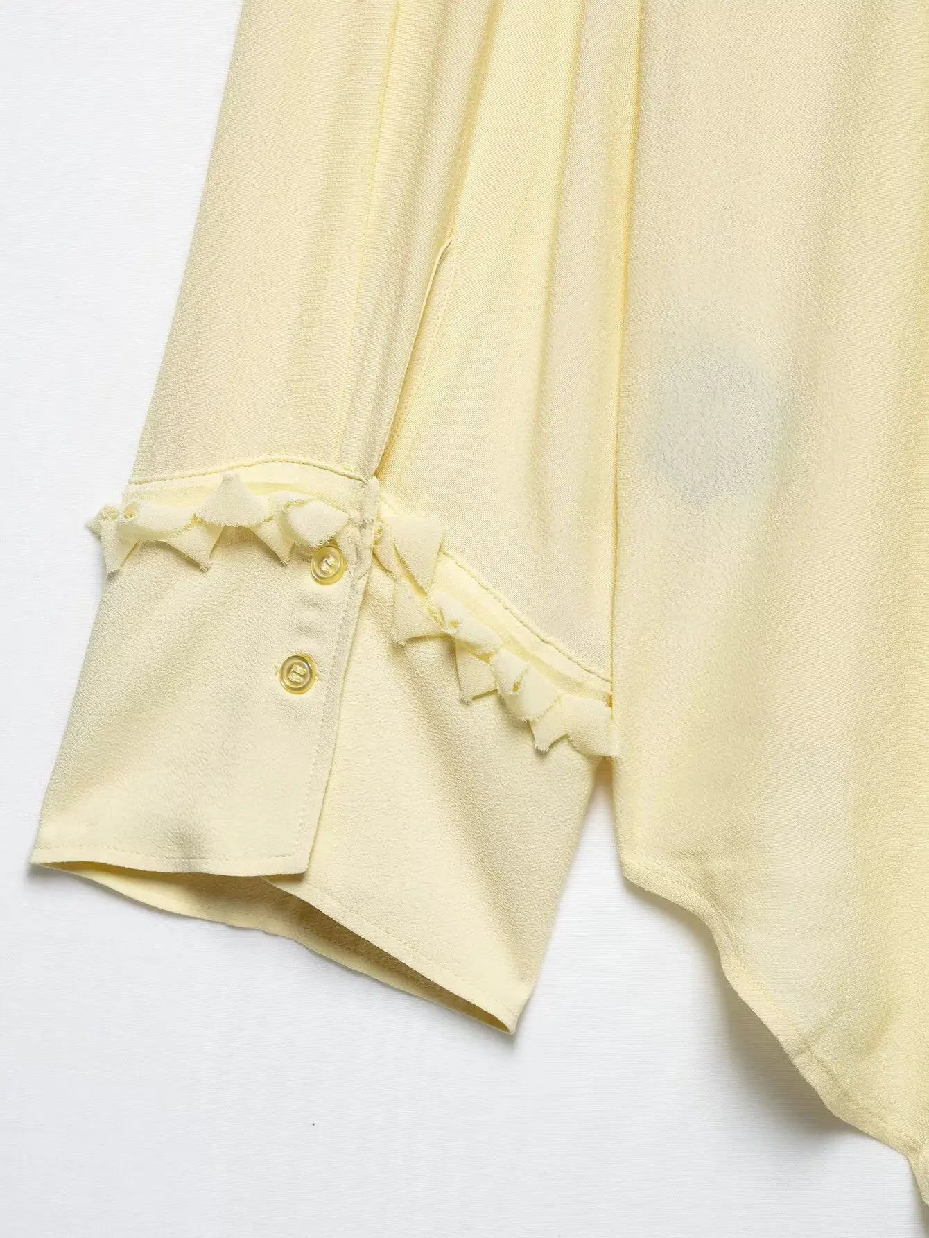 TRAFZA Vintage Chic Yellow Tie Up Women Blouse V-Neck Ruffles Long Sleeve Lace-up Bow Shirts Fashion 2025 Spring Summer Blouses