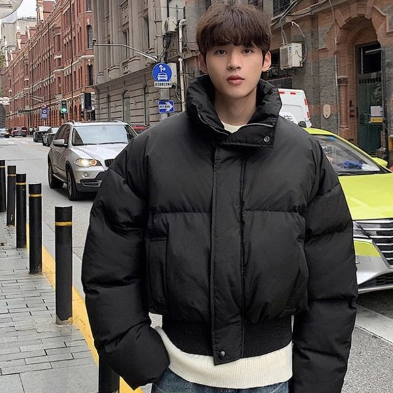 Short Stand-collar Padded Jacket Autumn Winter Loose Versatile Trendy Men's Jacket Korean Style High-end Personalized Parkas