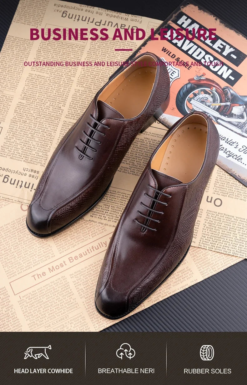 Deluxe Men's Leather Shoes Formal Dress Shoes Wedding Party Oxford Handmade Comfortable Lace Up Genuine Leather Men's Shoe