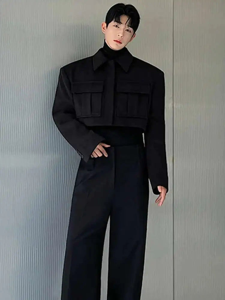 LUZHEN New Stylish Men's High Street Short Jacket Original Big Pocket Solid Color Elegant 2025 Spring Casual Trendy Coat Fbf31d